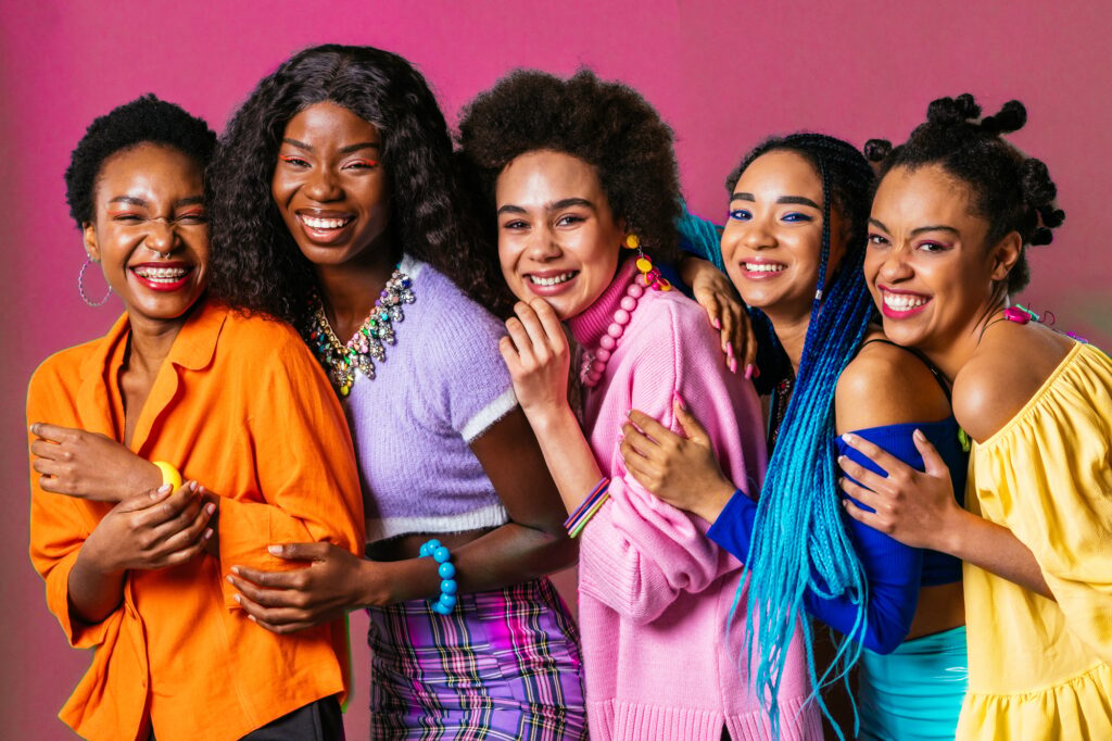 Beautiful black women posing in studio